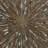 Round Shape Rotten Wood Sandstone Wall Decor with Cut Outs,Small, Oak Brown - BM205818