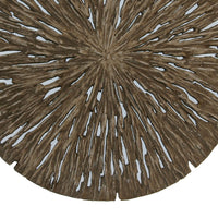 Round Shape Rotten Wood Sandstone Wall Decor with Cut Outs,Small, Oak Brown - BM205818