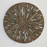 Round Shape Rotten Wood Sandstone Wall Decor with Cut Out,Medium, Oak Brown - BM205819