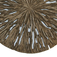 Round Shape Rotten Wood Sandstone Wall Decor with Cut Out,Medium, Oak Brown - BM205819