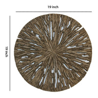 Round Shape Rotten Wood Sandstone Wall Decor with Cut Out,Medium, Oak Brown - BM205819