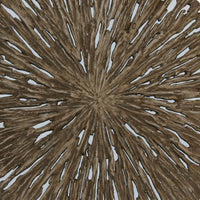 Round Shape Rotten Wood Sandstone Wall Decor with Cut Out, Large, Oak Brown - BM205820
