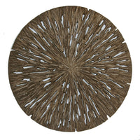 Round Shape Rotten Wood Sandstone Wall Decor with Cut Out, Large, Oak Brown - BM205820