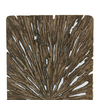Rectangle Rotten Wood Sandstone Wall Decor with Cut Out, Small, Oak Brown - BM205824