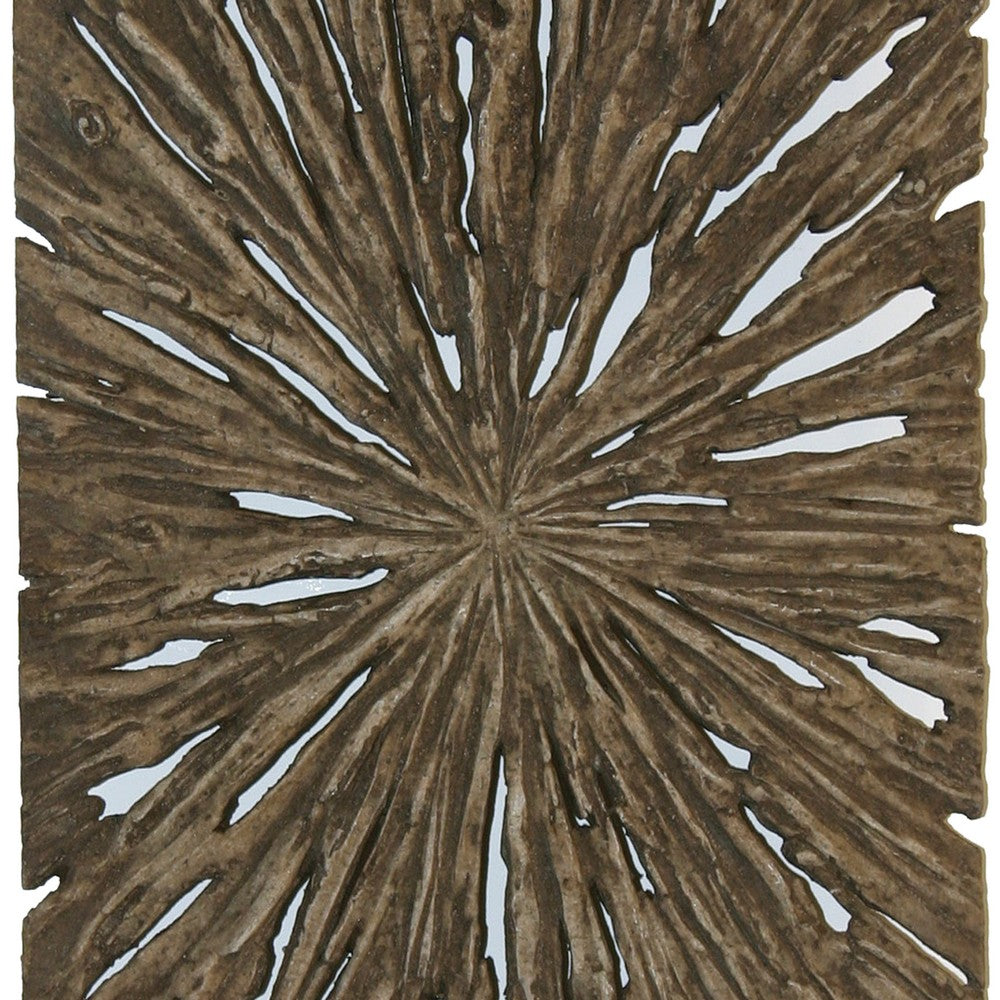 Rectangle Rotten Wood Sandstone Wall Decor with Cut Out, Small, Oak Brown - BM205824