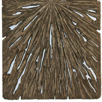 Rectangle Rotten Wood Sandstone Wall Decor with Cut Out, Small, Oak Brown - BM205824