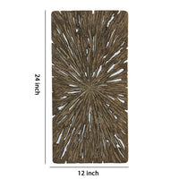 Rectangle Rotten Wood Sandstone Wall Decor with Cut Out, Small, Oak Brown - BM205824