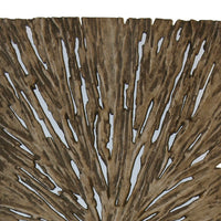 Rectangle Rotten Wood Sandstone Wall Decor with Cut Out, Medium, Oak Brown - BM205825