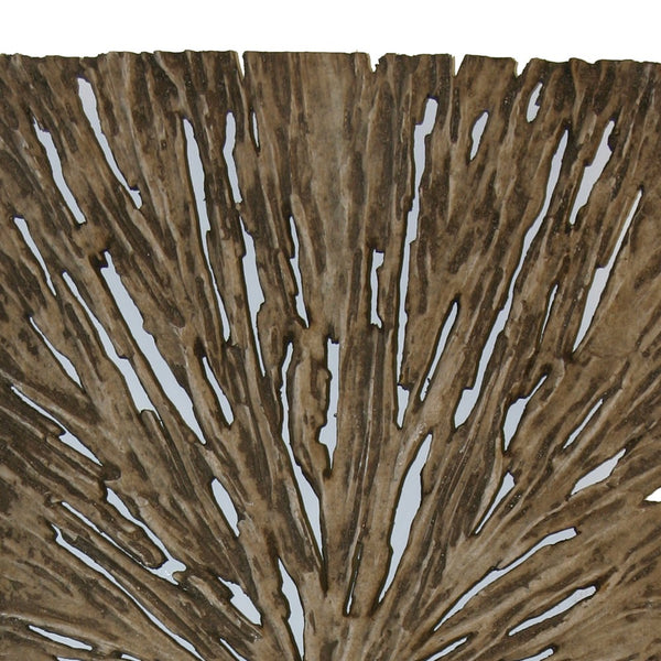 Rectangle Rotten Wood Sandstone Wall Decor with Cut Out, Medium, Oak Brown - BM205825