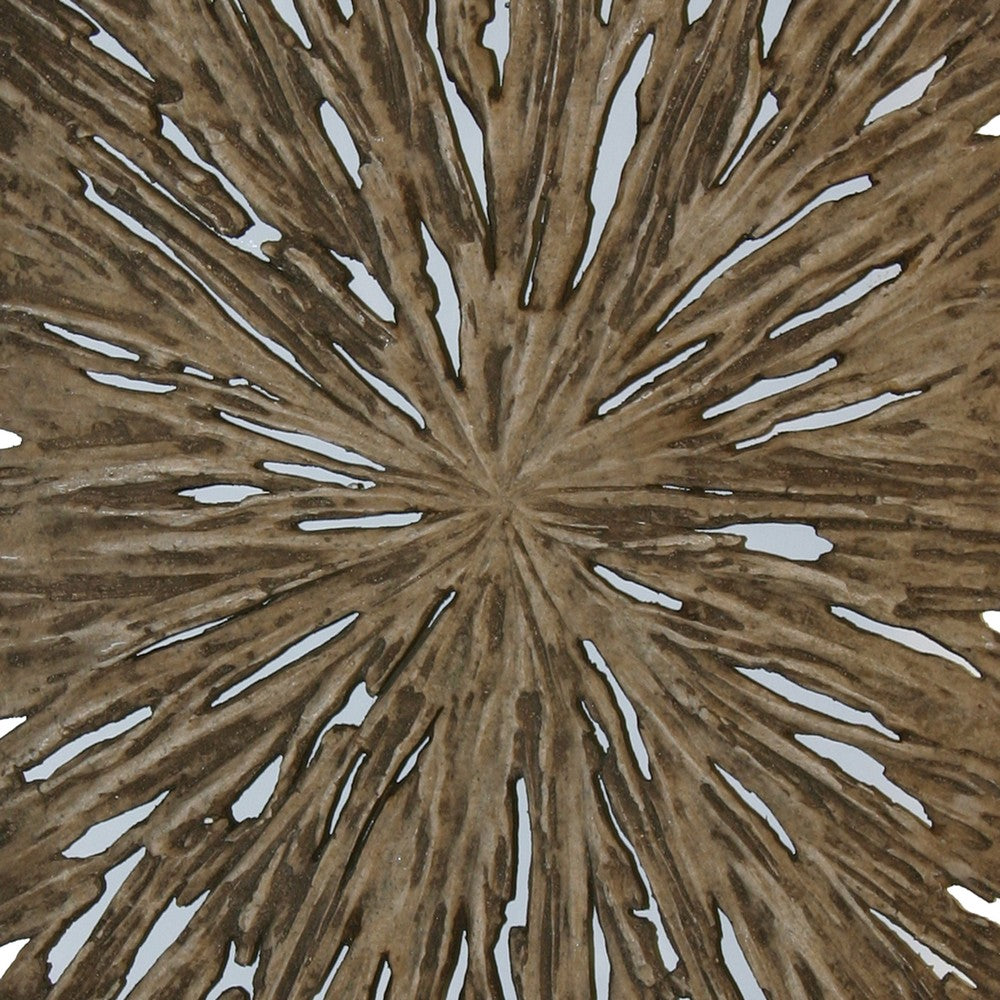 Rectangle Rotten Wood Sandstone Wall Decor with Cut Out, Medium, Oak Brown - BM205825