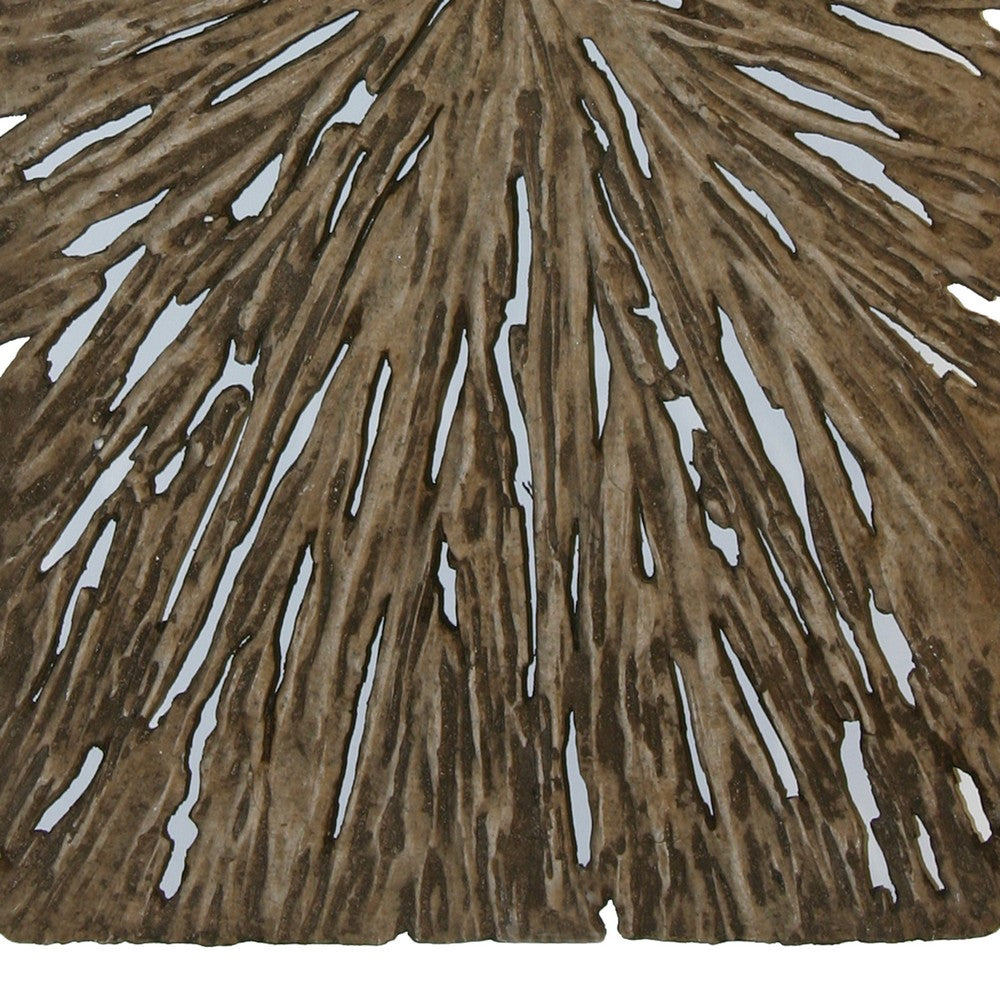 Rectangle Rotten Wood Sandstone Wall Decor with Cut Out, Medium, Oak Brown - BM205825