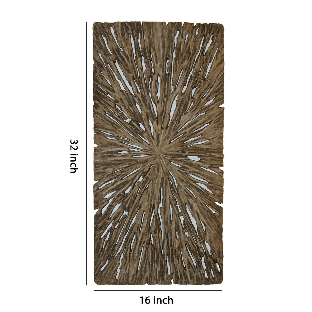 Rectangle Rotten Wood Sandstone Wall Decor with Cut Out, Medium, Oak Brown - BM205825