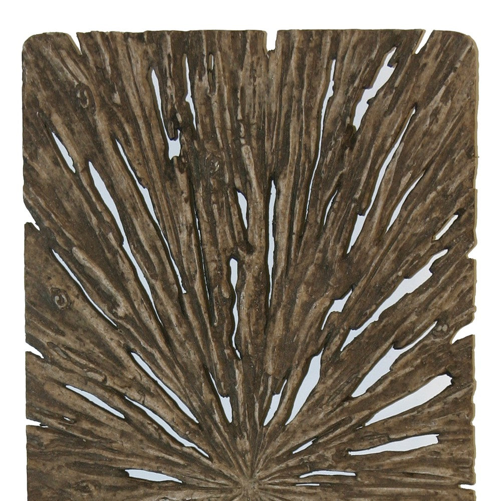 Rectangle Rotten Wood Sandstone Wall Decor with Cut Out, Large, Oak Brown - BM205826