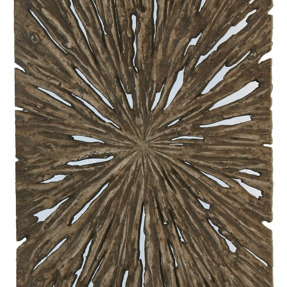 Rectangle Rotten Wood Sandstone Wall Decor with Cut Out, Large, Oak Brown - BM205826