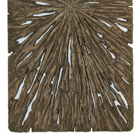 Rectangle Rotten Wood Sandstone Wall Decor with Cut Out, Large, Oak Brown - BM205826