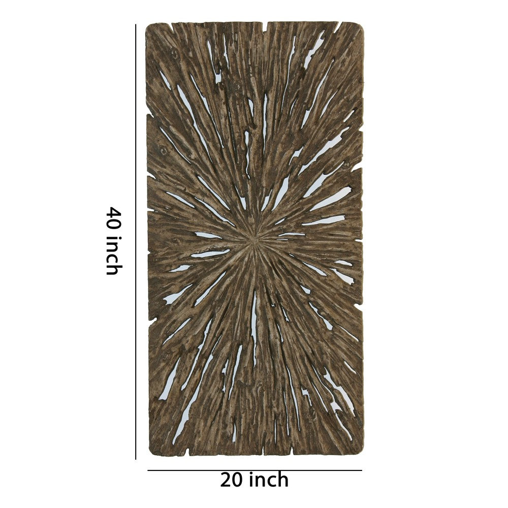 Rectangle Rotten Wood Sandstone Wall Decor with Cut Out, Large, Oak Brown - BM205826