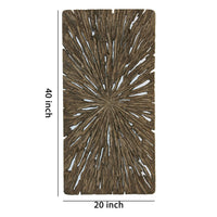 Rectangle Rotten Wood Sandstone Wall Decor with Cut Out, Large, Oak Brown - BM205826