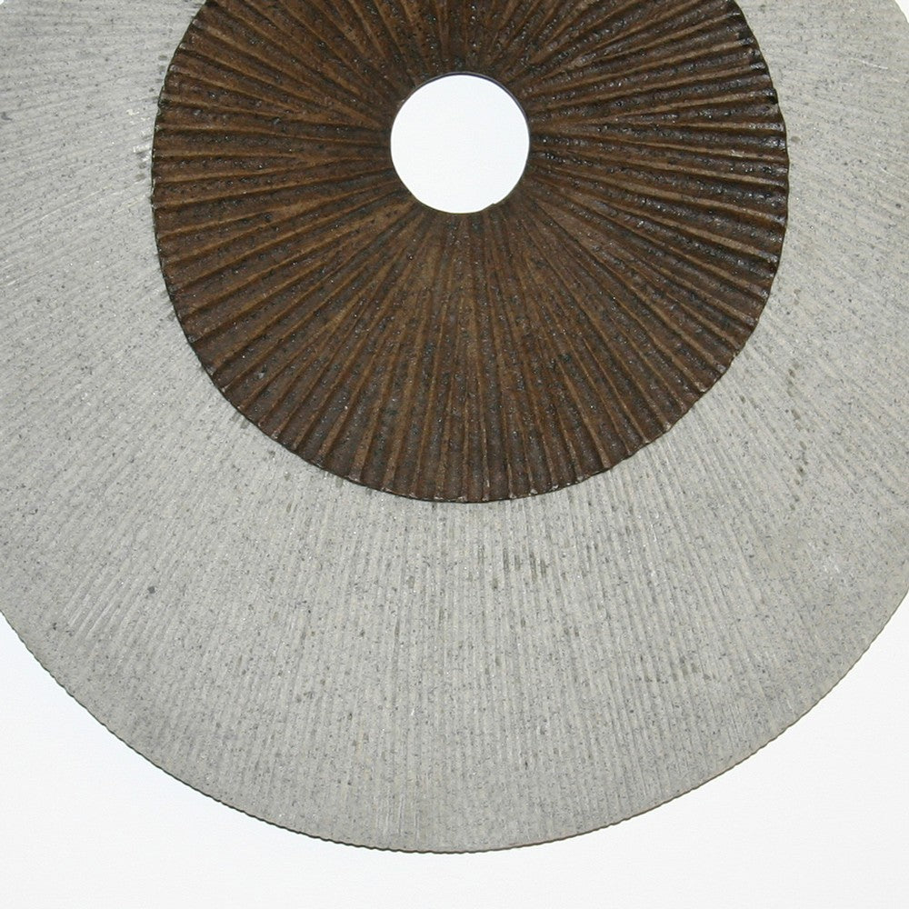 Round and Ribbed Double Layer Sandstone Wall Art, Medium, Brown and Gray - BM205828