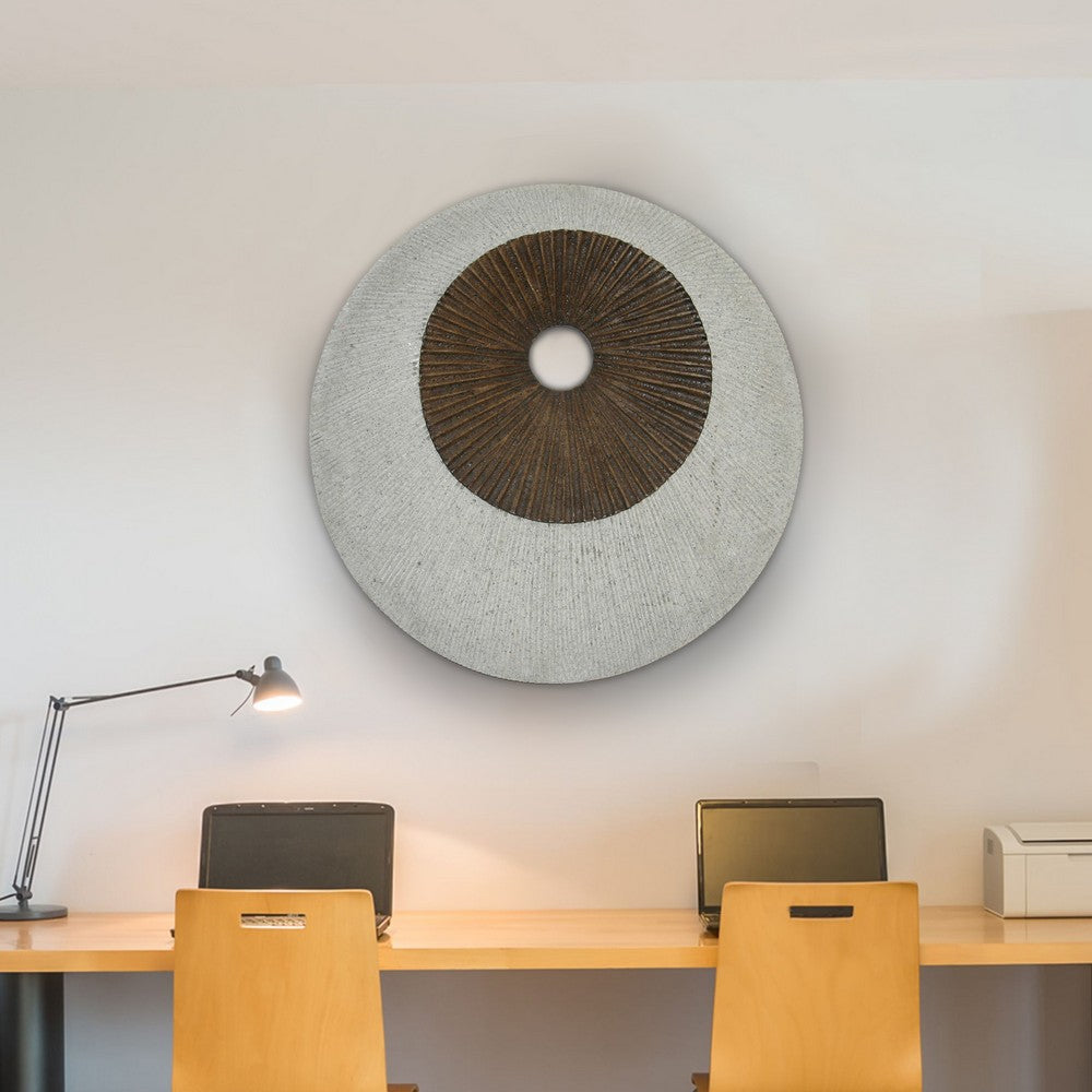 Round and Ribbed Double Layer Sandstone Wall Art, Large, Brown and Gray - BM205829