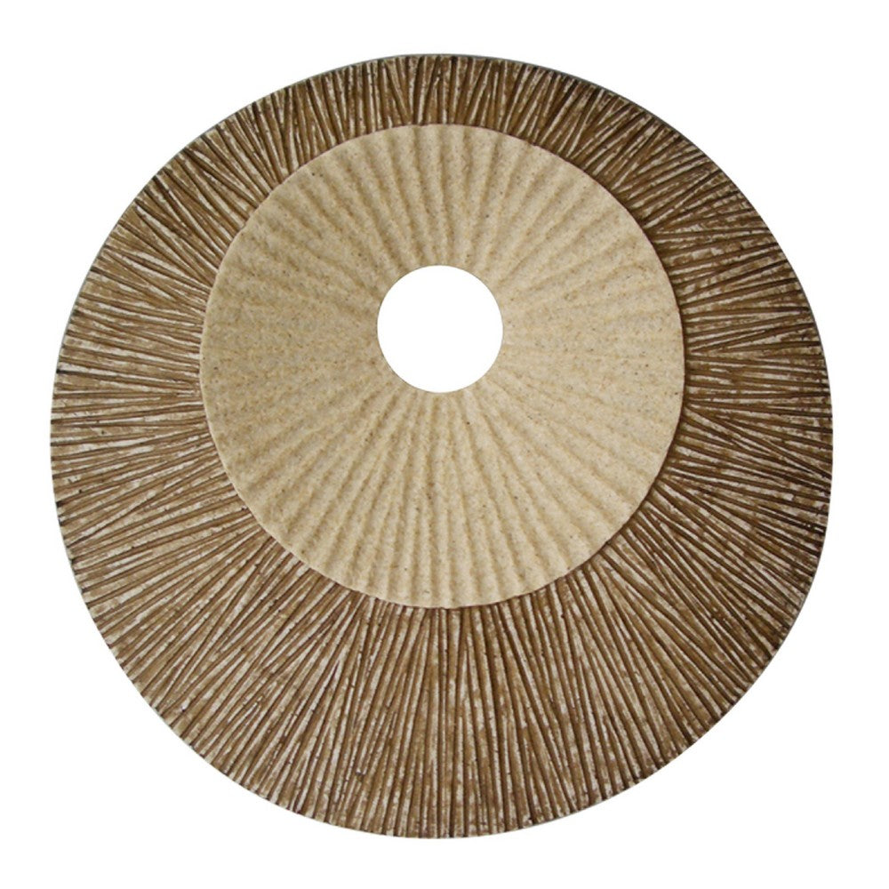 Round and Ribbed Double Layer Sandstone Wall Art, Large, Brown and Beige - BM205832