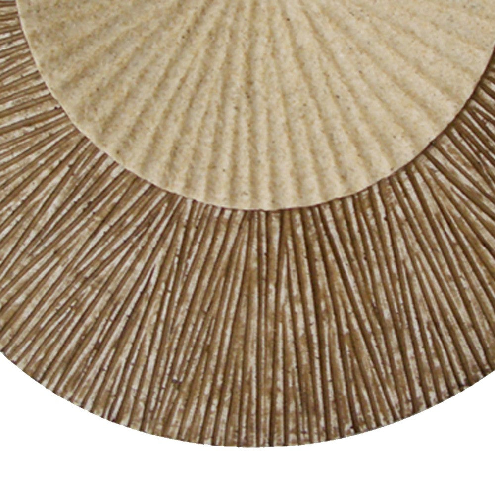 Round and Ribbed Double Layer Sandstone Wall Art, Large, Brown and Beige - BM205832