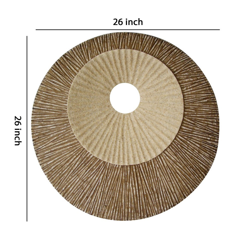 Round and Ribbed Double Layer Sandstone Wall Art, Large, Brown and Beige - BM205832