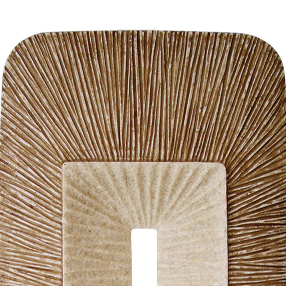 Rectangular Sandstone Wall Decor with Ribbed Details, Small, Brown and Beige - BM205839