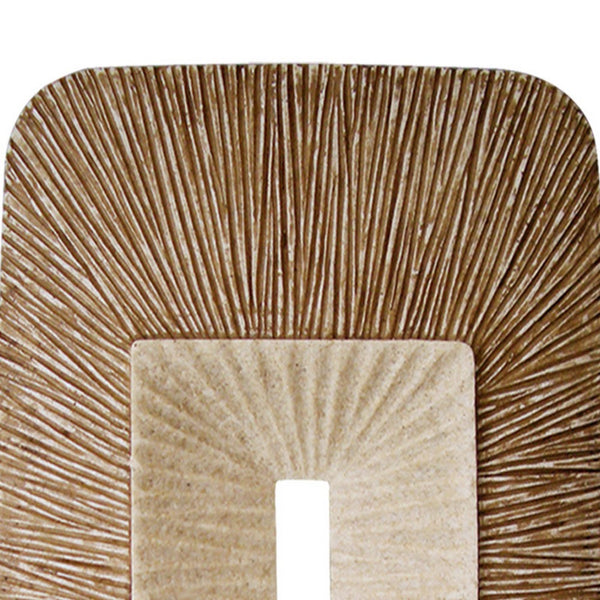 Rectangular Sandstone Wall Decor with Ribbed Details, Small, Brown and Beige - BM205839