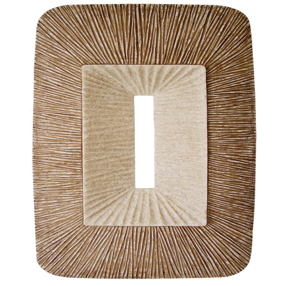 Rectangular Sandstone Wall Decor with Ribbed Details, Small, Brown and Beige - BM205839