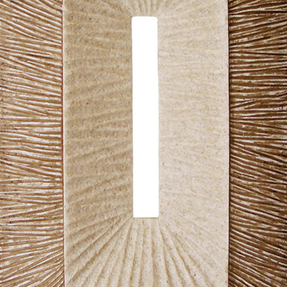 Rectangular Sandstone Wall Decor with Ribbed Details, Small, Brown and Beige - BM205839