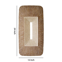 Rectangular Sandstone Wall Decor with Ribbed Details, Small, Brown and Beige - BM205839