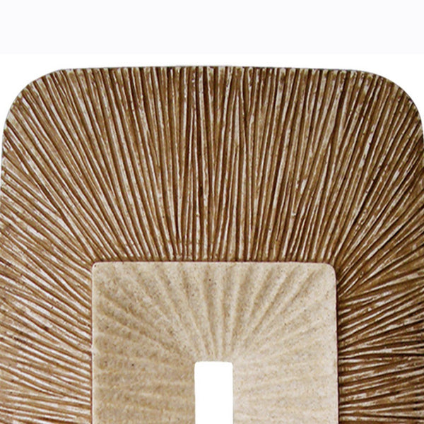 Rectangular Sandstone Wall Decor with Ribbed Details, Large, Brown and Beige - BM205840