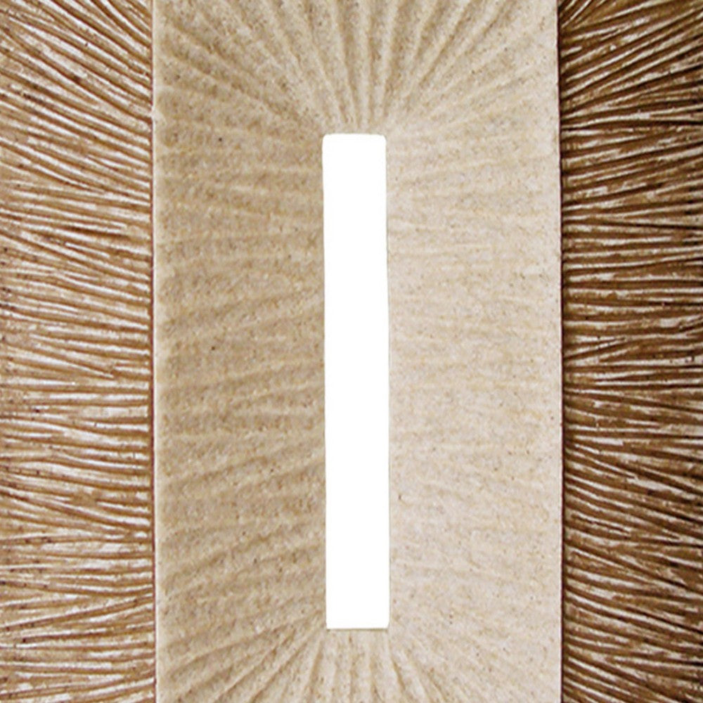 Rectangular Sandstone Wall Decor with Ribbed Details, Large, Brown and Beige - BM205840