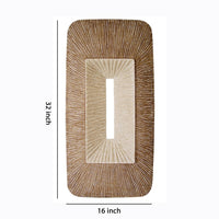 Rectangular Sandstone Wall Decor with Ribbed Details, Large, Brown and Beige - BM205840