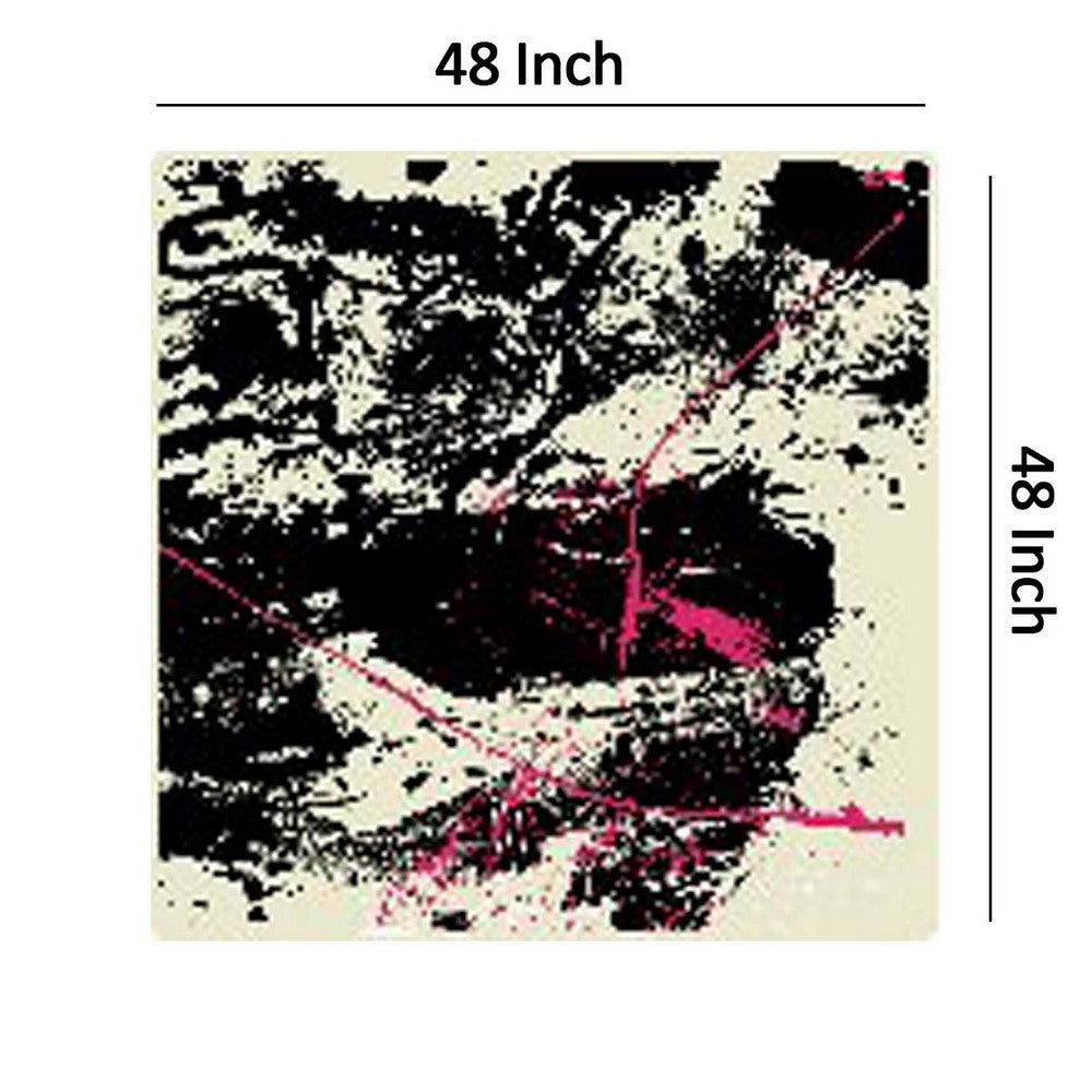 Square Shaped Wooden Wall Art with Abstract Printing, Black and White - BM205841