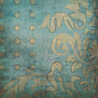 Rectangle Canvas Wall Art with Filigree and Circular Design, Blue and Beige - BM205844