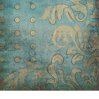 Rectangle Canvas Wall Art with Filigree and Circular Design, Blue and Beige - BM205844