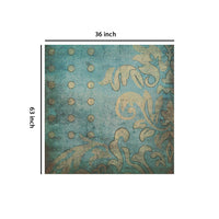 Rectangle Canvas Wall Art with Filigree and Circular Design, Blue and Beige - BM205844