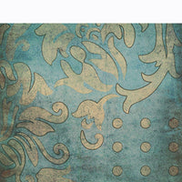 Rectangle Canvas Wall Art with Filigree and Circular Pattern Blue and Beige - BM205845