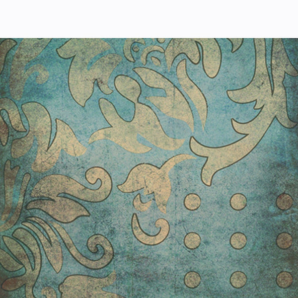 Rectangle Canvas Wall Art with Filigree and Circular Pattern Blue and Beige - BM205845