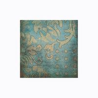 Rectangle Canvas Wall Art with Filigree and Circular Pattern Blue and Beige - BM205845