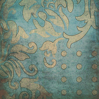 Rectangle Canvas Wall Art with Filigree and Circular Pattern Blue and Beige - BM205845