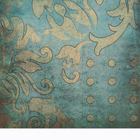 Rectangle Canvas Wall Art with Filigree and Circular Pattern Blue and Beige - BM205845