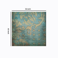 Rectangle Canvas Wall Art with Filigree and Circular Pattern Blue and Beige - BM205845