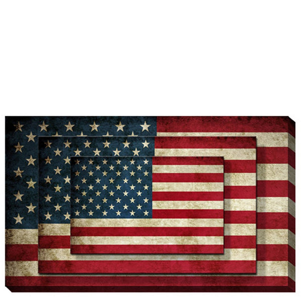 Rectangle 3 Tier Stacked Wall Art with US Flag Print, Multicolor - BM205846