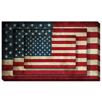 Rectangle 3 Tier Stacked Wall Art with US Flag Print, Multicolor - BM205846