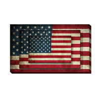 Rectangle 3 Tier Stacked Wall Art with US Flag Print, Multicolor - BM205846