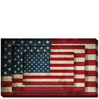 Rectangle 3 Tier Stacked Wall Art with US Flag Print, Set of 2, Multicolor - BM205847
