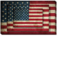 Rectangle 3 Tier Stacked Wall Art with US Flag Print, Set of 2, Multicolor - BM205847