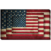Rectangle 3 Tier Stacked Wall Art with US Flag Print, Set of 2, Multicolor - BM205847